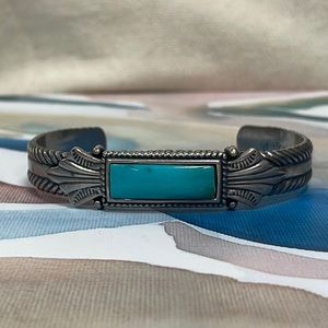 Carolyn Pollack Sterling Silver Turquoise Open Bangle Cuff Bracelet